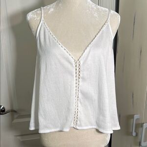 Divided White Camisole with Lace Detail